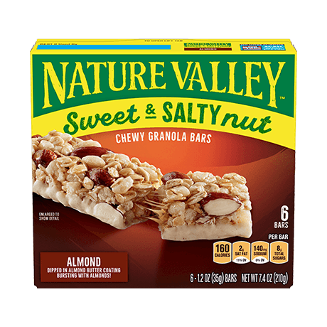 Nature Valley Almond Sweet & Salty Chewy Granola Bars, front of 5 bar box.