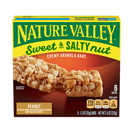 Nature Valley Peanut Sweet & Salty Nut Chewy Granola Bars, front of 6 bar box.
