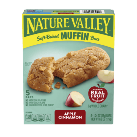 Nature Valley Apple Cinnamon Soft-Baked Muffin Bars, front of 5 bar box.