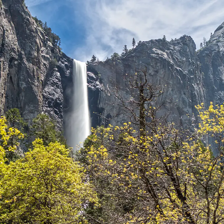 Bridalveil Fall, with the mist that wafts off it when the breezes blow.