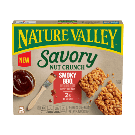 Nature Valley Savory Nut Crunch, Smokey BBQ, front of 5 bar box.