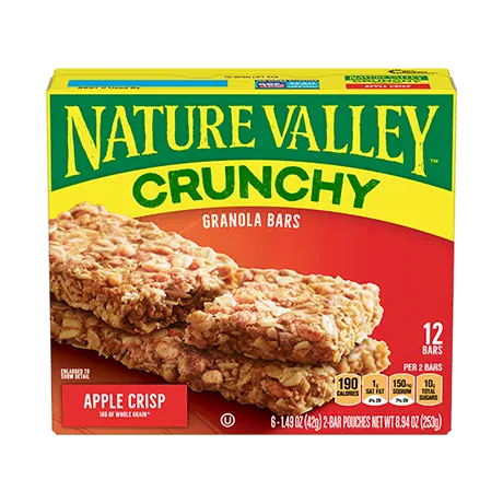 Nature Valley Apple Crisp Crunchy Granola Bars, front of 12 bar box.