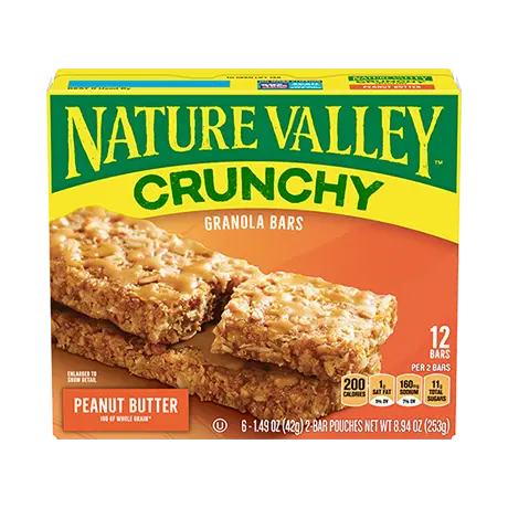Nature Valley Peanut Butter Crunchy Granola Bars, front of 12 bar box.