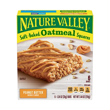 Nature Valley Peanut Butter Soft-Baked Oatmeal Squares, front of 6 bar box.