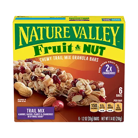 Nature Valley Trail Mix Fruit & Nut Bars, front of 6 bar box.