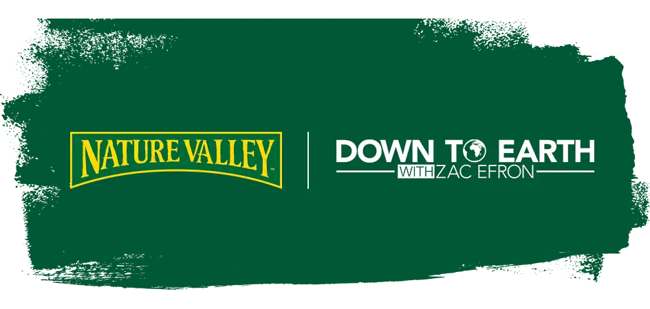 Nature Valley Logo graphic with Down To Earth with Zac Efron text next to it.