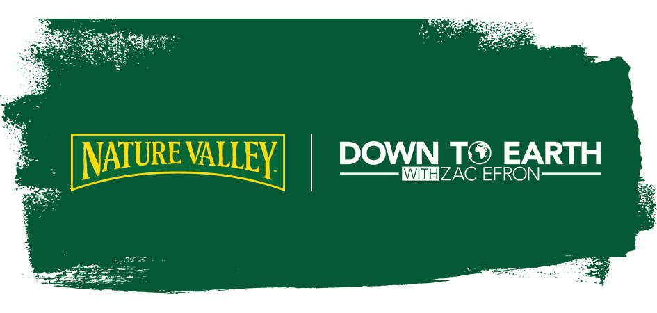 Nature Valley Logo graphic with Down To Earth with Zac Efron text next to it.