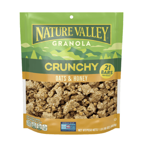 Nature Valley Crunchy Oats & Honey Granola, front of 16 oz. bag.
