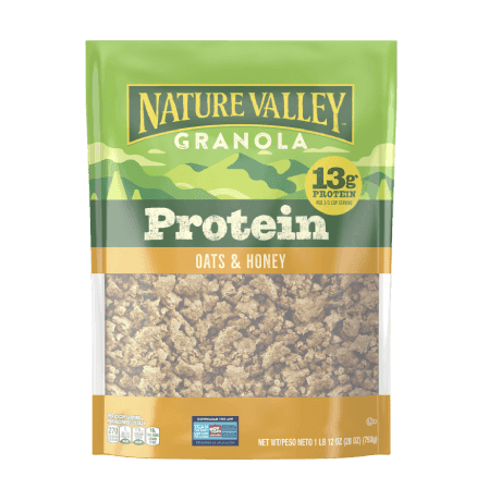 Nature Valley Protein Oats and Honey Granola, front of bag.
