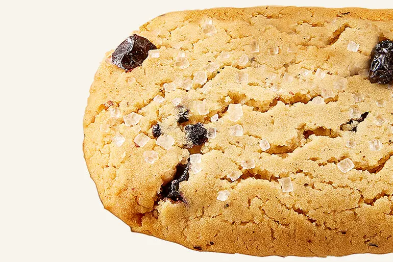 A close-up of a Nature Valley Blueberry Soft-Baked Muffin bar.