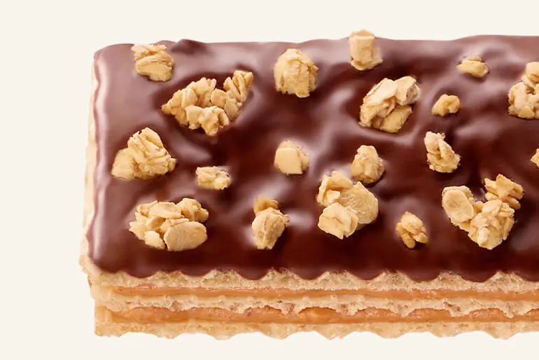 A close-up of a Nature Valley Wafer bar.