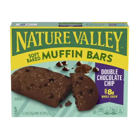 Nature Valley Double Chocolate Chip Muffin Bar, front of 5 bar box.