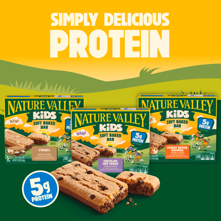 Nature Valley Kids Soft Baked bars with 5 grams of protein per bar