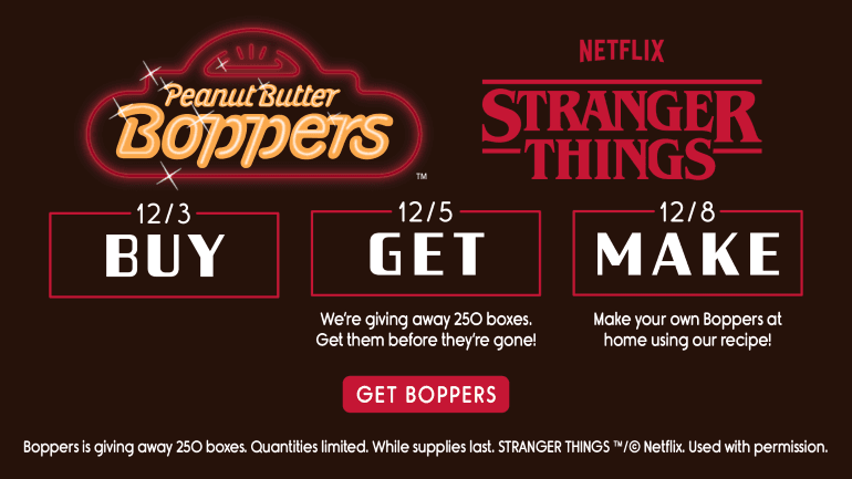 Nature Valley Peanut Butter Boppers box from the Stranger Things collaboration