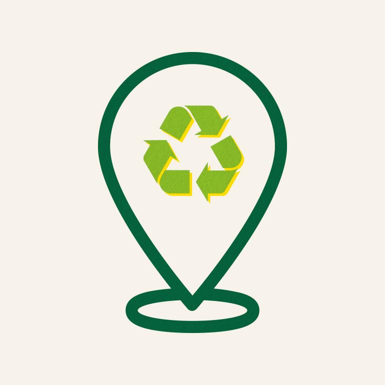 Recycle Logo inside a location marker.